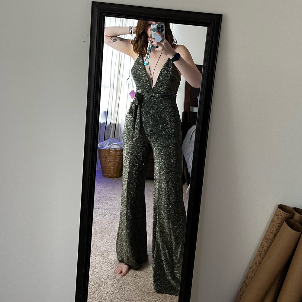 Black with Gold Sparkle Forever 21 Jumpsuit, New with Tag